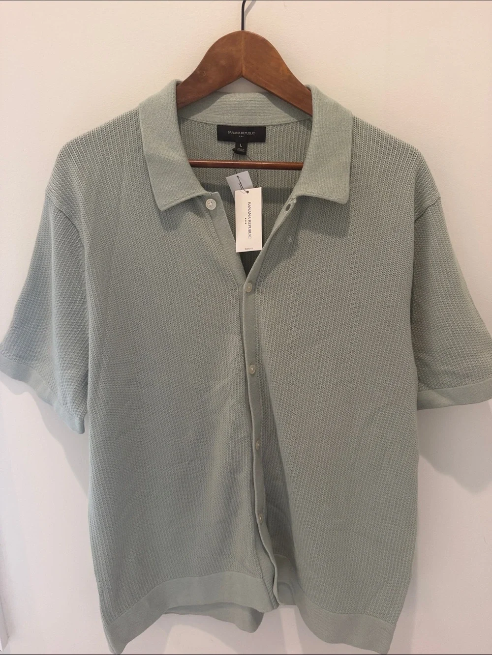 Banana Republic Light Sage Short-Sleeve Button Polo